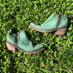Turquoise Leather Booties